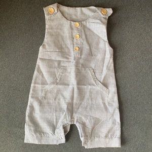 Brand new baby blue and white striped romper 9/12M